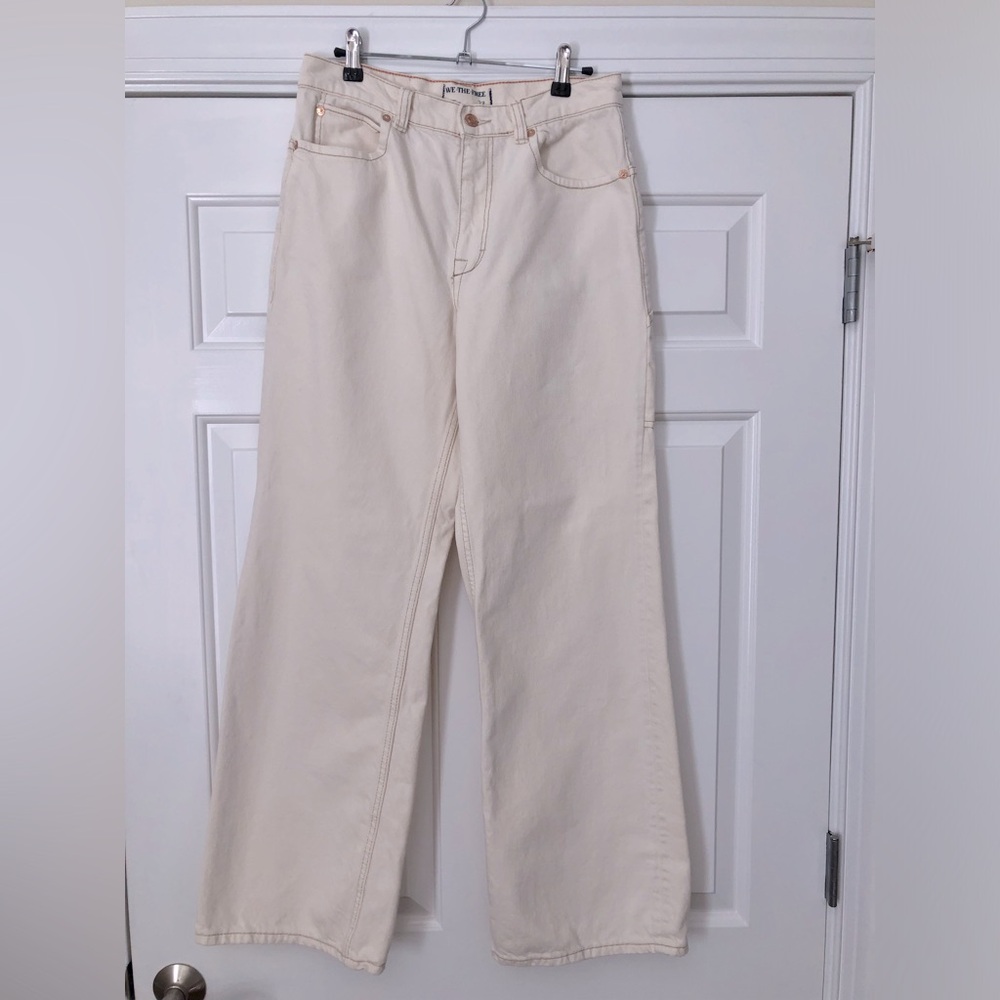 Free People Tinsley Baggy High Rise Jeans in Cream size 27